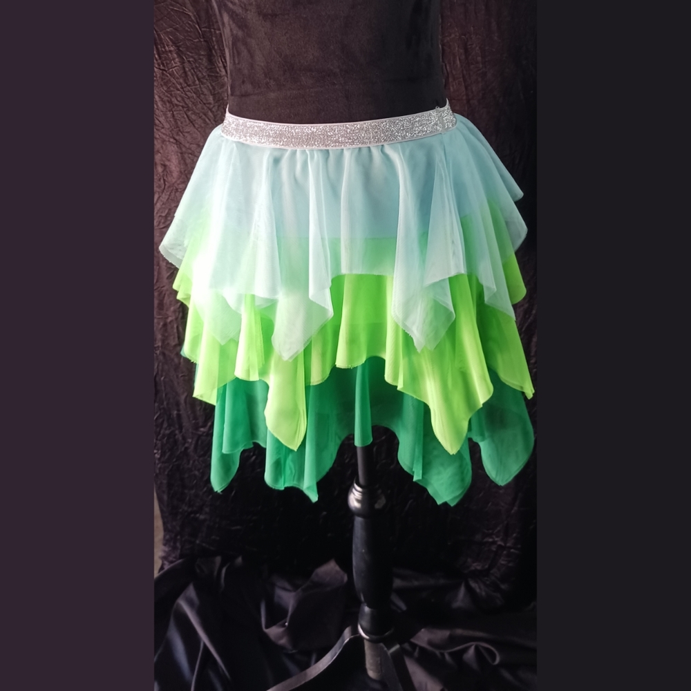 Green and blue layered skirt